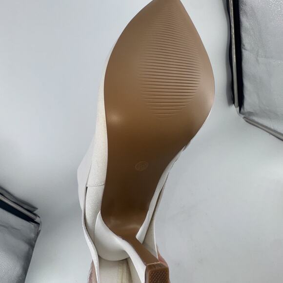 IDIFU Womens White Knee Fold Over Shark Boots Size 9.5 Stiletto Heel Pointed Toe - Picture 9 of 12